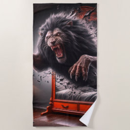 Beängstigende Lion Strandtuch
