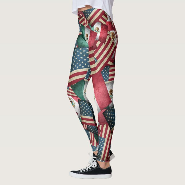 Beängstigende mexikanische/amerikanische Flaggen - Leggings (Links)