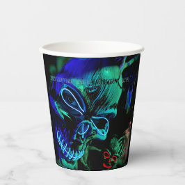 Beängstigende Neon Aquamarin Skulls Halloween Name Pappbecher