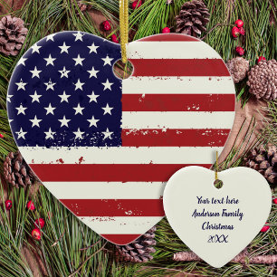 Beängstigende patriotische amerikanische Flagge Keramik Ornament