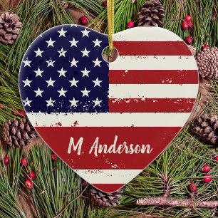 Beängstigende patriotische amerikanische Flagge Keramik Ornament