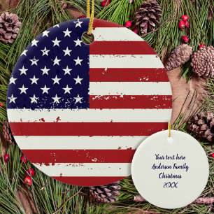 Beängstigende patriotische amerikanische Flagge Keramik Ornament