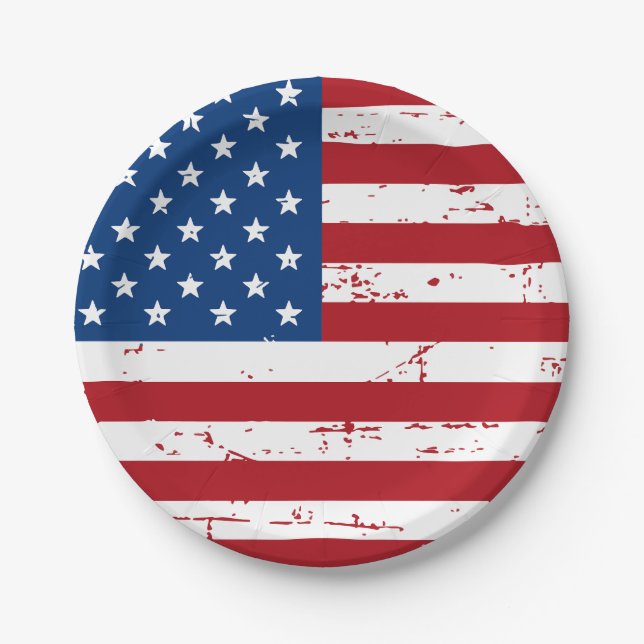 Beängstigende patriotische amerikanische Flagge Pappteller (Vorderseite)