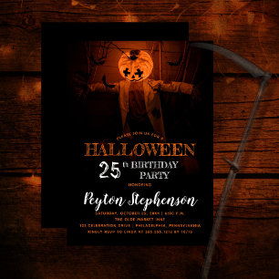 Beängstigende Pumpkin Halloween 25. Geburtstagspar Einladung