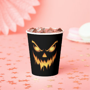 Beängstigende Pumpkin Kürbislaterne Face Halloween Pappbecher