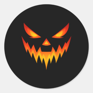 Beängstigende Pumpkin Kürbislaterne Gesicht Hallow Runder Aufkleber