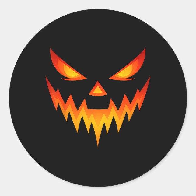 Beängstigende Pumpkin Kürbislaterne Gesicht Hallow Runder Aufkleber (Vorderseite)