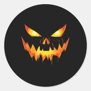 Beängstigende Pumpkin Kürbislaterne konfrontiert H Runder Aufkleber