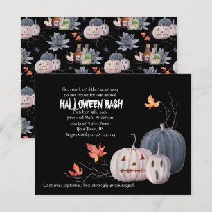 Beängstigende Pumpkins Blätter Halloween-Party Ein Einladung