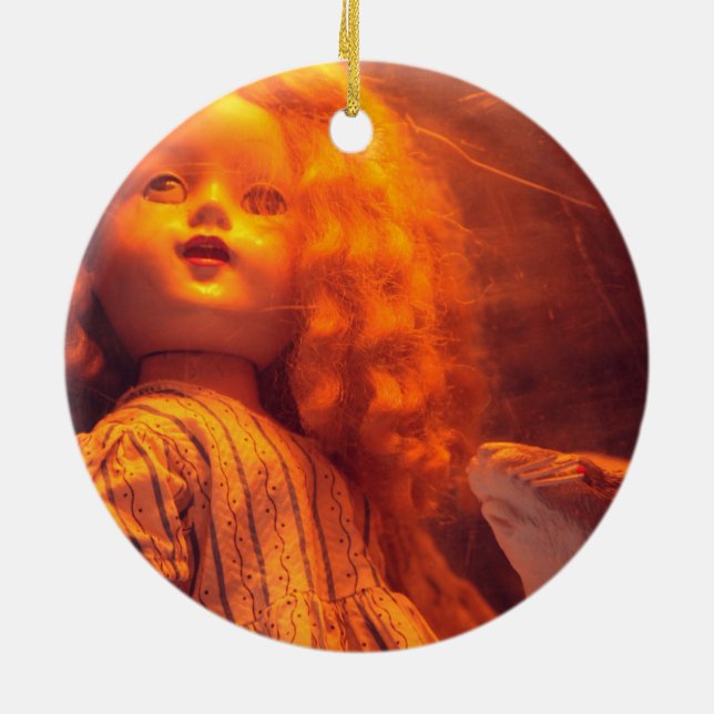 Beängstigende Puppe und Rat Keramik Ornament (Hinten)