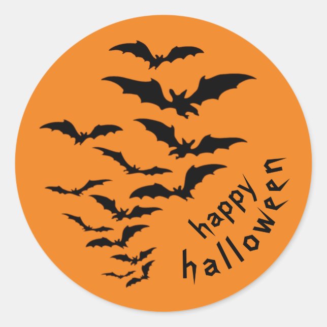 Beängstigende Schwarze Fledermäuse Happy Halloween Runder Aufkleber (Vorderseite)