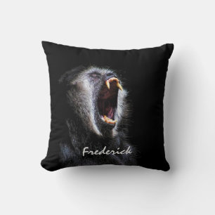 Beängstigende schwarze Gibbon-Affe Fanged Zähne Kissen