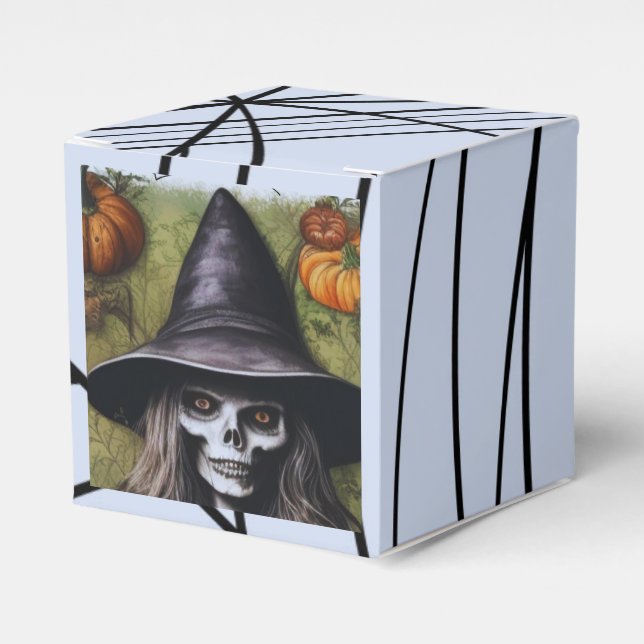 Beängstigende Skeleton Hexe für ein gruseliges Hal Geschenkschachtel (Vorderseite)