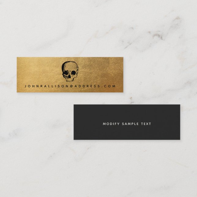 Beängstigende Skull-Gold-Visitenkarte Mini Visitenkarte (Vorne/Hinten)