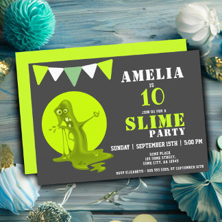 Beängstigende Slime Monster Green Slide Geburtstag Einladung