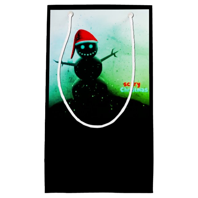 Beängstigende Snowman-Geschenktasche Kleine Geschenktüte (Vorderseite)