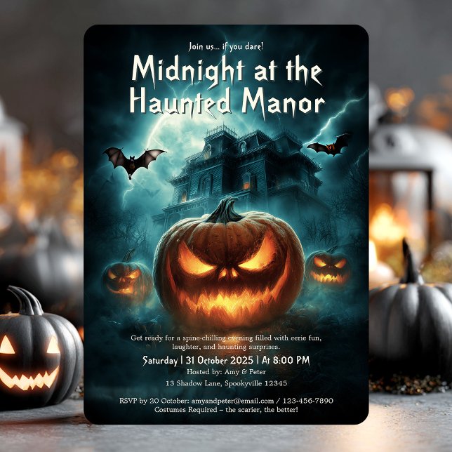 Beängstigende Spooky Spuk House Erwachsene Hallowe Einladung (Scary Spooky Haunted House Adult Halloween Party Invitation)