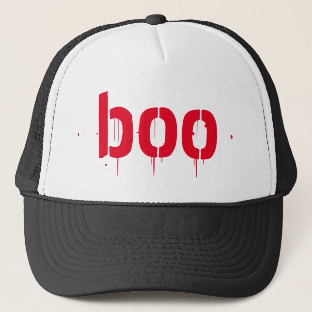 Beängstigende Typografie Halloween Truckerkappe (Vorderseite)