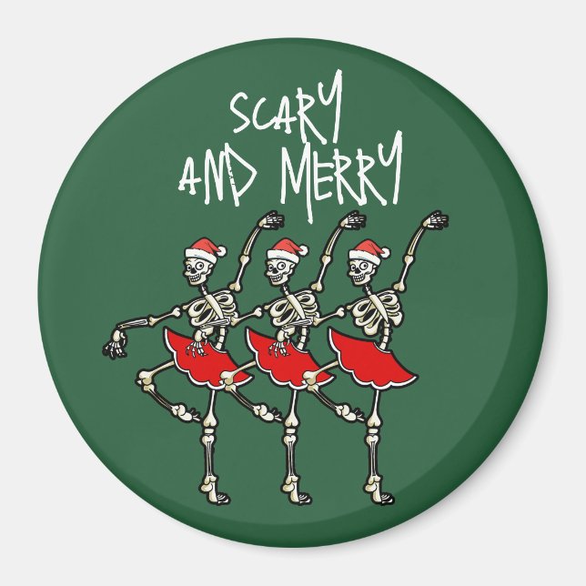 Beängstigende und fröhliche Weihnachtskelett-Balle Magnet (Vorne)
