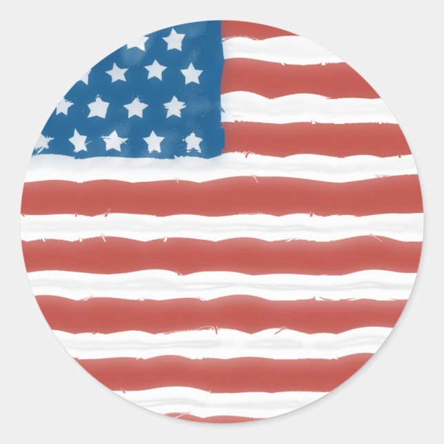 Beängstigende US-Flagge 4. Juli Runder Aufkleber (Vorderseite)