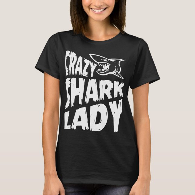 Beängstigende verrückte Haifisch-Dame T-Shirt (Vorderseite)