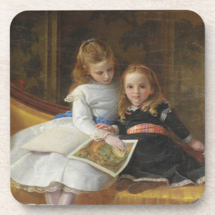 Beängstigende Viktorianischen zwei junge Mädchen Getränkeuntersetzer