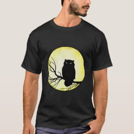 Beängstigende Vintage Eule mit Gelbfarbenmoor T-Shirt