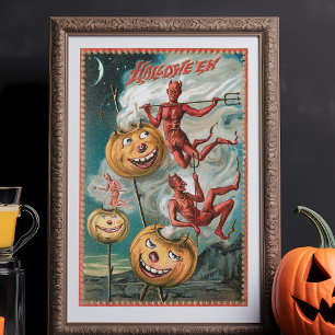 Beängstigende Vintage Halloween-Teufel und Jack-O- Seidenpapier