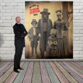 Beängstigende Zombie-Familie Halloween-Hintergrund Wandteppich