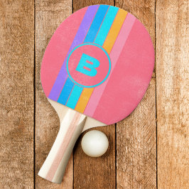 Beängstigender 80er Neon Sunrise gestreift mit anf Tischtennis Schläger