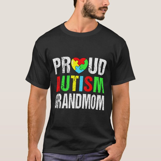 Beängstigender Autismus Großmutter Herz Familienma T-Shirt (Vorderseite)