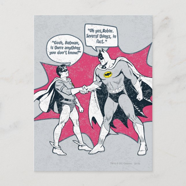 Beängstigender Batman und Robin Handshake Postkarte (Vorderseite)