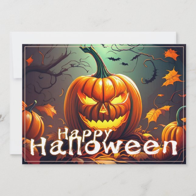 Beängstigender Blick Orange Pumpkin mit Gesichtsau (Vorderseite)