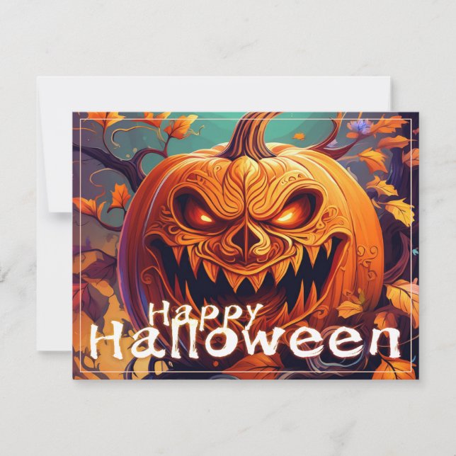 Beängstigender Blick Orange Pumpkin mit Gesichtsau (Vorderseite)