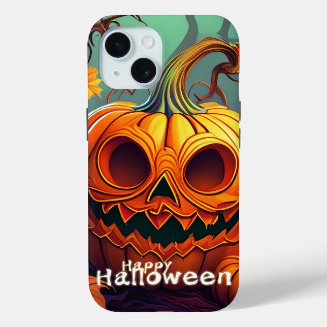 Beängstigender Blick Orange Pumpkin mit Gesichtsau Case-Mate iPhone Hülle (Rückseite)