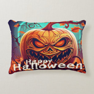 Beängstigender Blick Orange Pumpkin mit Gesichtsau Dekokissen