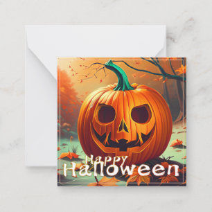 Beängstigender Blick Orange Pumpkin mit Gesichtsau Mitteilungskarte