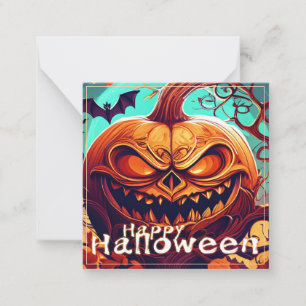 Beängstigender Blick Orange Pumpkin mit Gesichtsau Mitteilungskarte