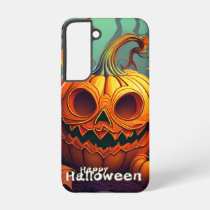 Beängstigender Blick Orange Pumpkin mit Gesichtsau Samsung Galaxy Hülle