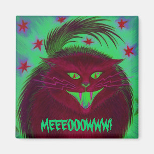Beängstigender Cat Red 'MEEEOOOOWWW' Kühlschrankma Magnet