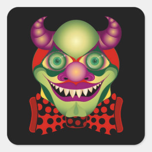 Beängstigender Clown ehrfürchtig entsetzlich und Quadratischer Aufkleber