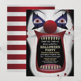 Beängstigender Clown-Halloween-Party Karneval Circ Einladung