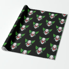 Beängstigender Clown mit gespenstischen Augen Geschenkpapier