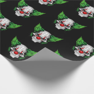 Beängstigender Clown mit gespenstischen Augen Geschenkpapier