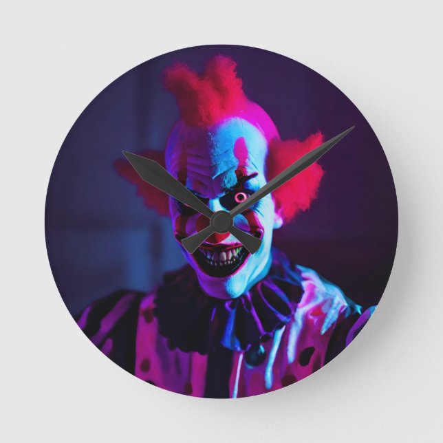 beängstigender Clown Runde Wanduhr (Vorderseite)