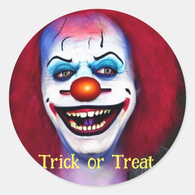 Beängstigender Clown-Trick oder Treat Halloween Runder Aufkleber (Vorderseite)