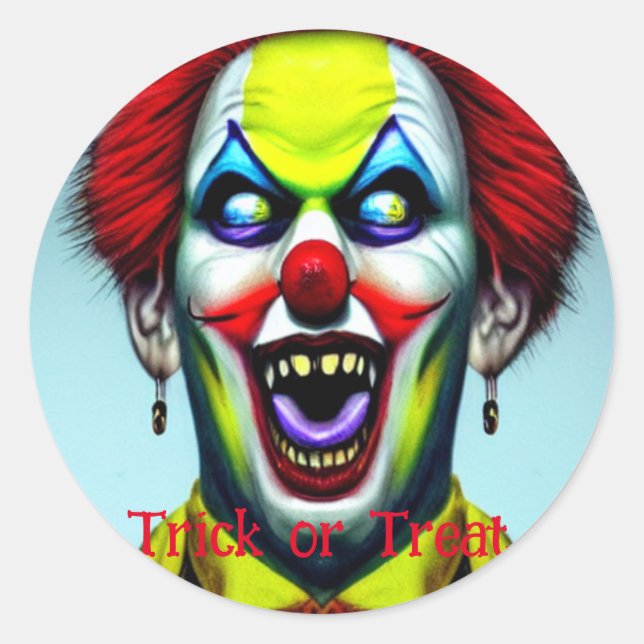 Beängstigender Clown-Trick oder Treat Halloween Runder Aufkleber (Vorderseite)