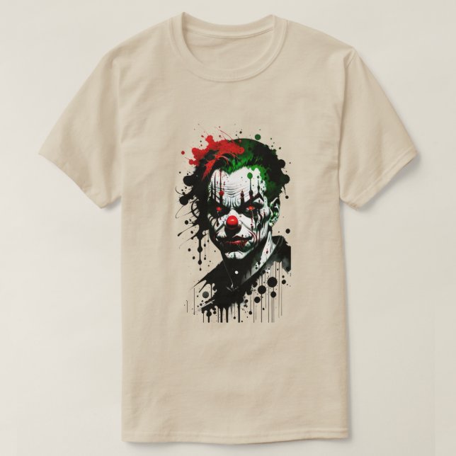 Beängstigender Clownfarben Halloween-T - Shirt (Design vorne)