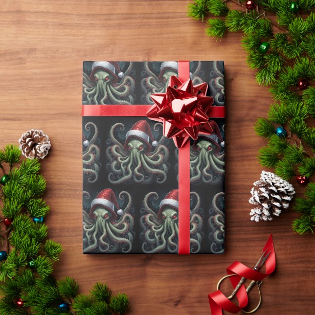 Beängstigender Cthulhu Horror Weihnachten Geschenkpapier (Feiertagsgeschenk)