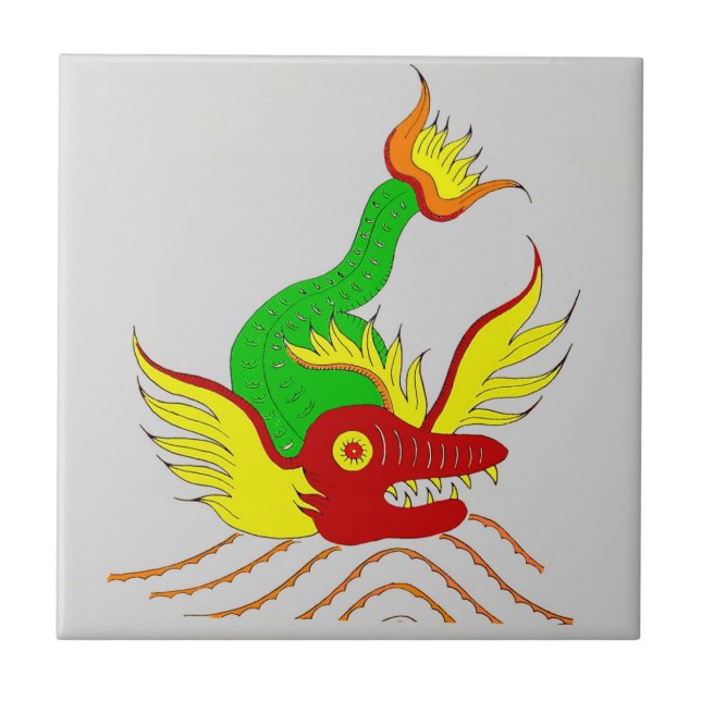 beängstigender Drache Fliese (Vorderseite)
